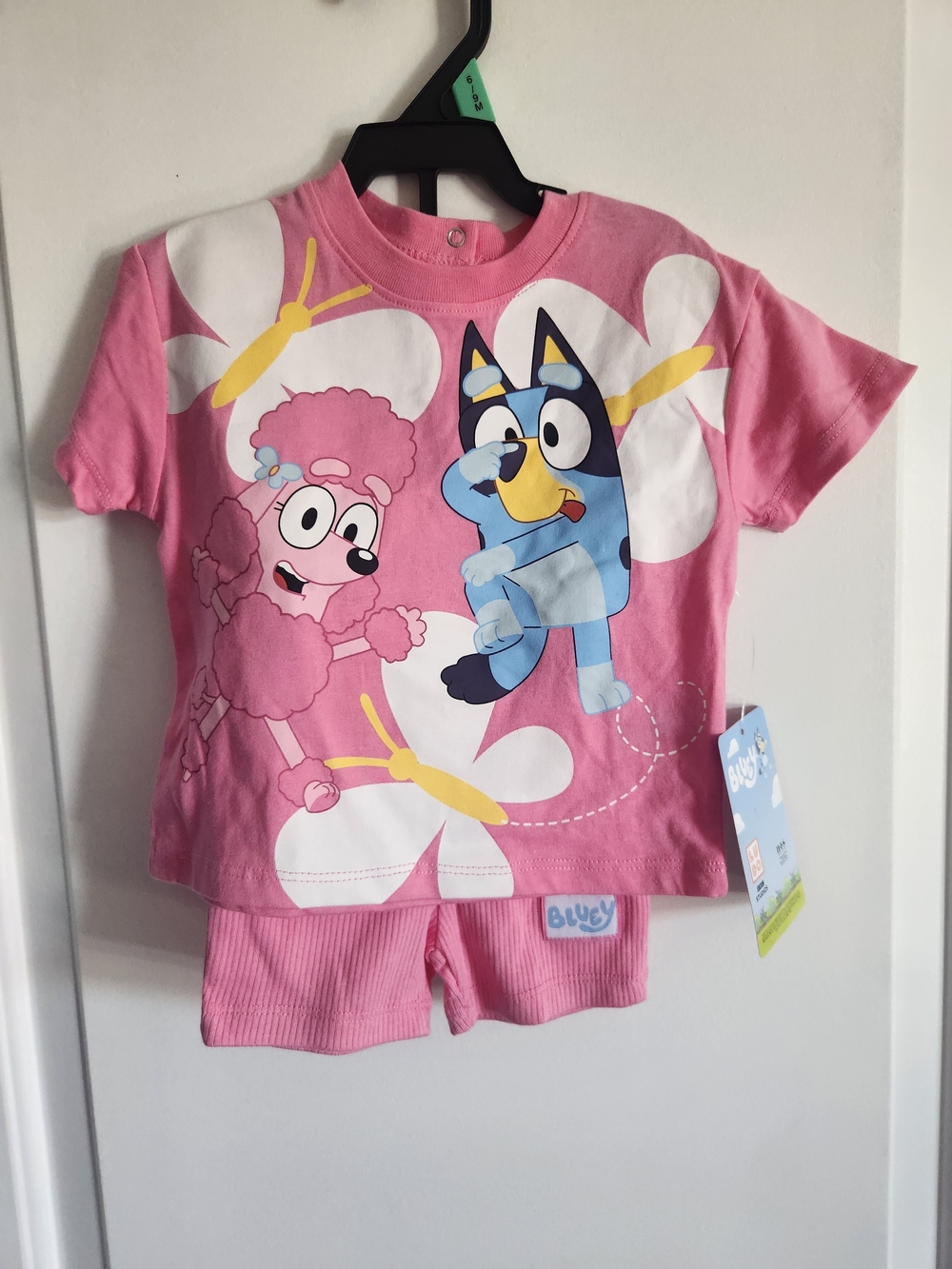 Bluey Kids' Pink Short-Sleeve  Set with Character Print